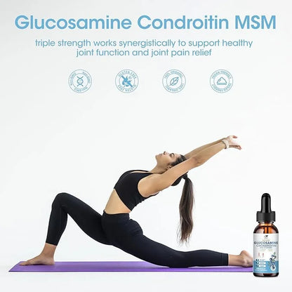 Glucosamine Chondroitin Liquid Drops with MSM Turmeric Boswellia Quercetin Bromelain-Vegan, Antioxidant Support for Back,K...