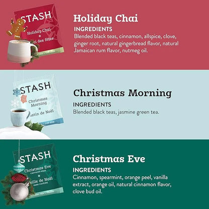 Stash Tea Holidays Are Here Variety Pack Sampler Assortment - Caffeinated, Non-GMO Project Verified Premium Tea with No Ar...