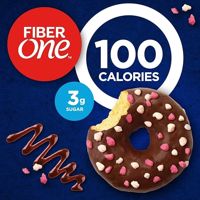 Fiber One 100 Calorie Donuts, Chocolate, 3g Sugar, 4 Count, 3.28 oz - Product Image