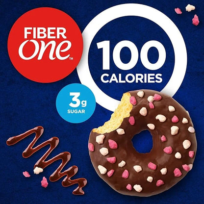 Fiber One 100 Calorie Donuts, Chocolate, 3g Sugar, 4 Count, 3.28 oz - Product Image