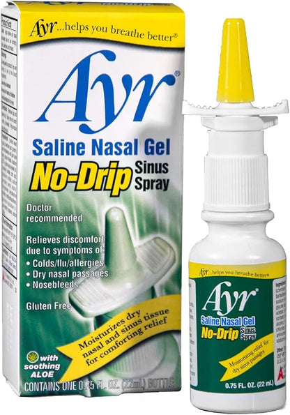 Ayr Saline Nasal Gel No-Drip Sinus Spray,0.75 Fl 3)