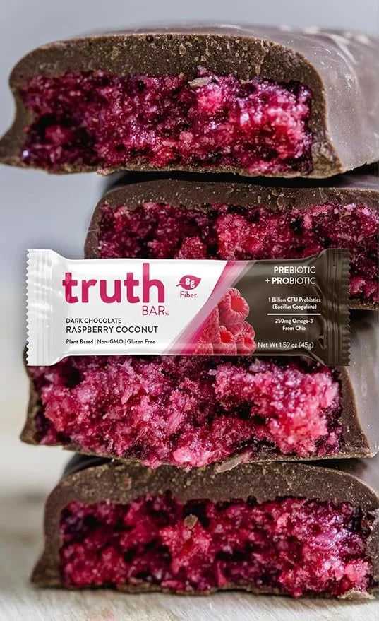 Truth Bar Prebiotic & Probiotic Keto Snack Vegan Bars with Omega-3's - Synbiotic High Fiber Snacks - Low Sugar, Kosher, Gl...