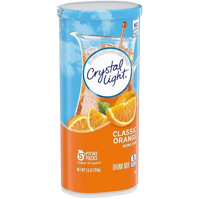 Crystal Light Classic Orange with Vitamin C & Calcium Drink Mix (20 Pitcher Packets, 4 Canisters of 5) - Product Image