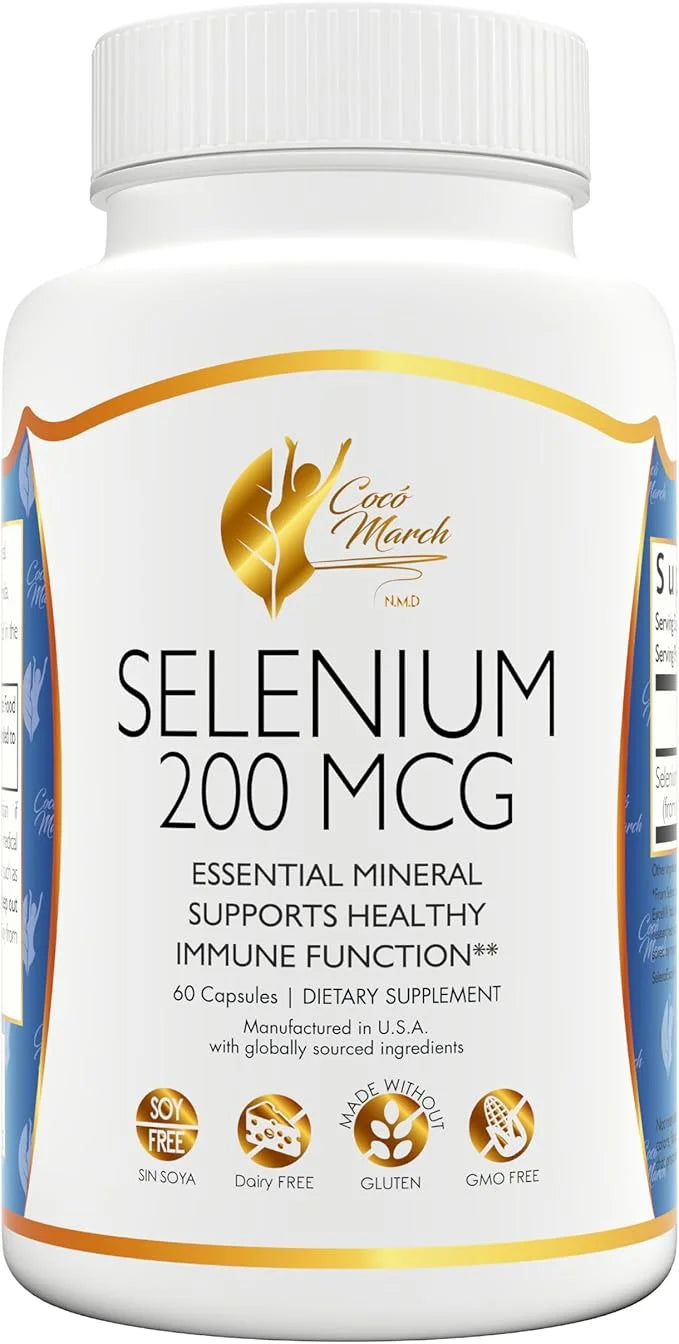 Coco March Selenium - Essential Mineral for Thyroid Health -200 mcg- 3 Month Supply -Gluten Free, Soy Free, Dairy Free, GM...