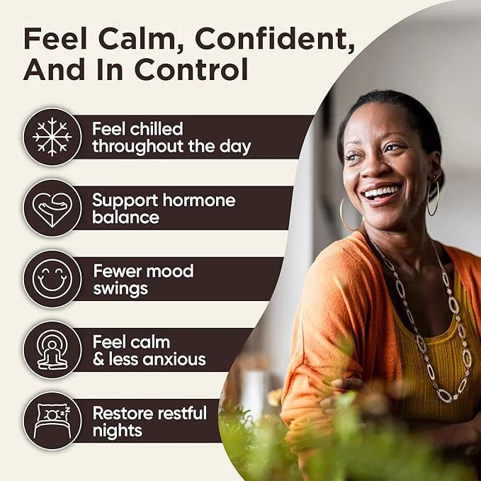 BB Company CalmAgain Menopause Support, Relief & Hormone Balance - Nervousness Relief, Mood Support, Hot Flashes, Night Sw...