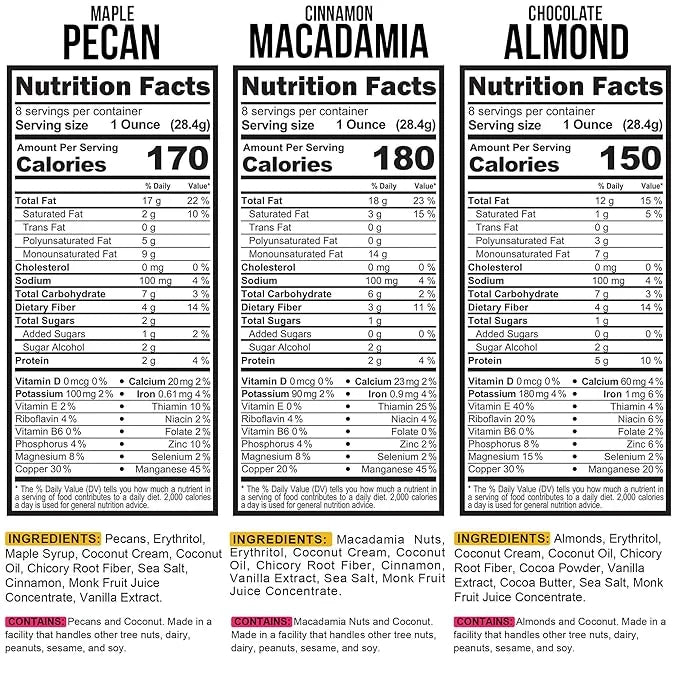 TGB Variety Keto Nuts, No Added Sugar, Gluten Free, Healthy Low Carb Snack, 8oz Bags (Pack of 3) - Product Image