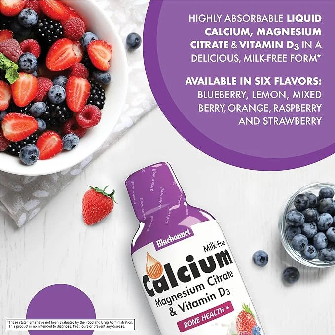 Bluebonnet Nutrition Liquid Calcium Citrate, Magnesium, Vitamin D3, Bone Health, Gluten Free, Soy Free, Milk Free, Kosher,...