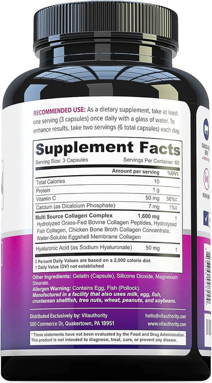 Vitauthority Multi Collagen Pills for Women 60 Servings