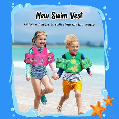 Moko Toddler Swim Vest for Kids, 20-50 lbs/22-66 lbs Clearance Swim Arm Band Cartoon Swimming Wings Pool Float Vests Sleev...