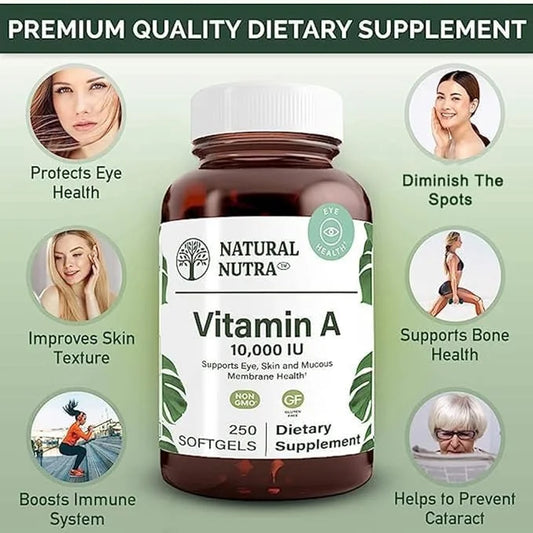 Natural Nutra Vitamin A 10,000 IU, 3, Gluten 250 Softgels