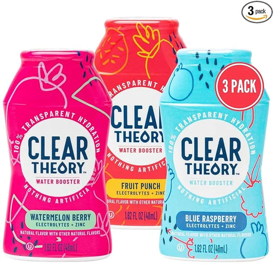 Clear Theory Water Flavoring Drops, Electrolytes Drink Mix, Water Enhancer Liquid, Flavored Hydration for Kids, Vegan, Glu...