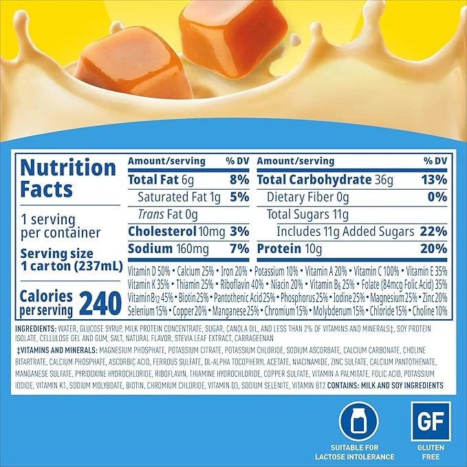 Carnation Breakfast Essentials Original Nutritional Drink, New Caramel Flavor, Ready-to-Drink, 10g Protein, Vitamins D & C...