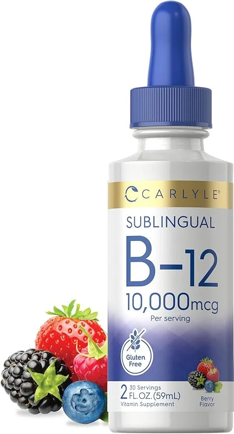 Carlyle Vitamin B12 Sublingual | 10,000mcg | 2 fl oz | Vegetarian, Non-GMO, Gluten Free Liquid Drops - Product Image