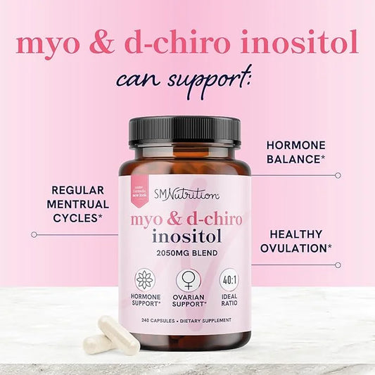 Myo-Inositol & D-Chiro Inositol for Hormone Balance for Women | Ideal 40:1 Ratio | Menstrual Cycle and Ovarian Health Supp...