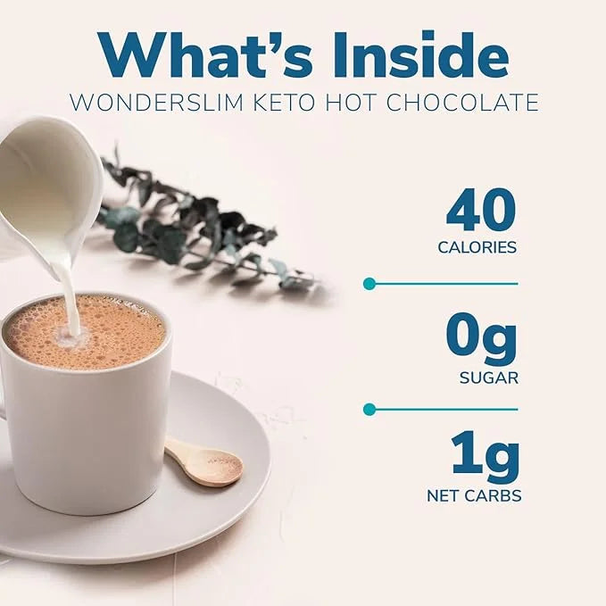 Wonderslim Keto Hot Chocolate Mix, MCT Oil, Low Carb, Gluten Free (7ct) - Product Image