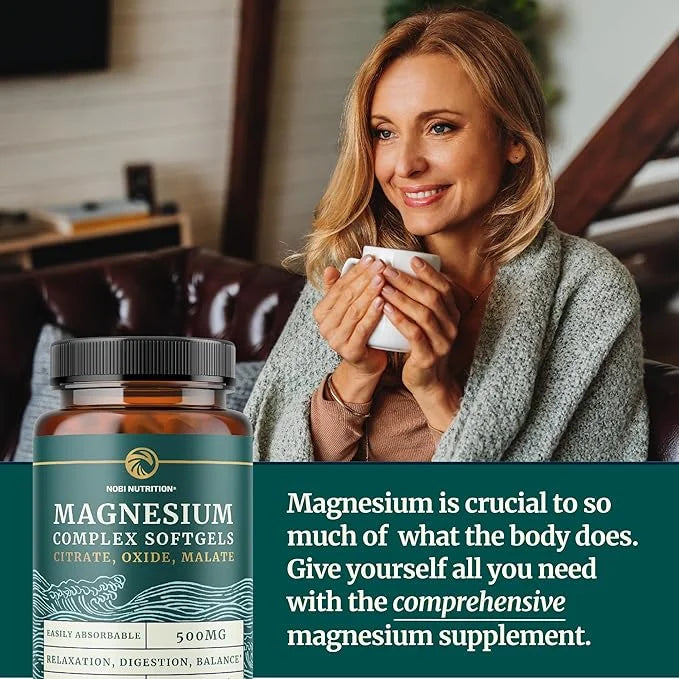 Triple Magnesium Softgels | Citrate, Malate, & Oxide | Highly Absorbable Magnesium Supplement for Digestion, Calm, Leg Cra...