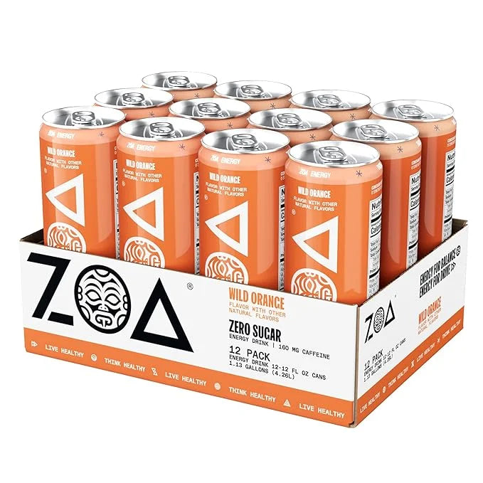 ZOA Zero Sugar Energy Drinks, Wild Orange - Sugar Free with Electrolytes, Healthy Vitamin C, Amino Acids, Essential B-Vita...