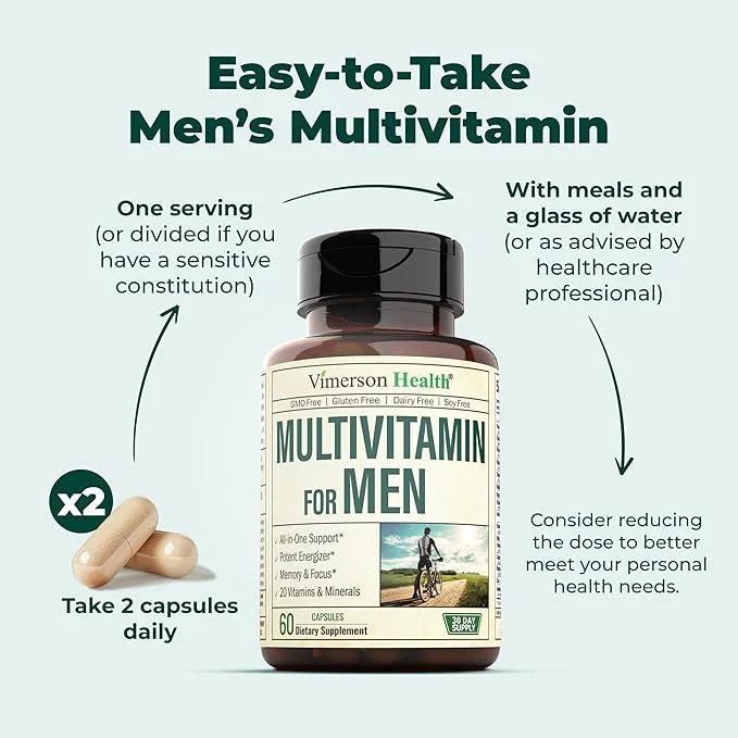 Multivitamin for Men - Daily Mens Multivitamins & Multiminerals with Vitamin A, C, D, E, B12, Zinc & More Essential Vitami...