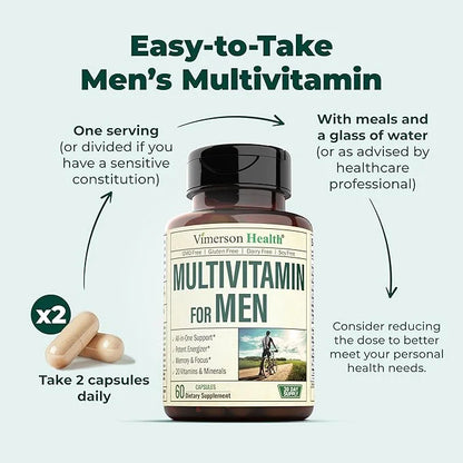 Multivitamin for Men - Daily Mens Multivitamins & Multiminerals with Vitamin A, C, D, E, B12, Zinc & More Essential Vitami...