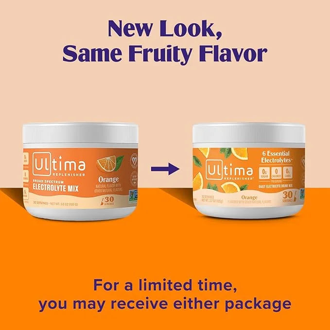 Ultima Replenisher Daily Electrolyte Powder Drink Mix – Orange, 30 Servings – Hydration Powder with 6 Key Electrolytes and...