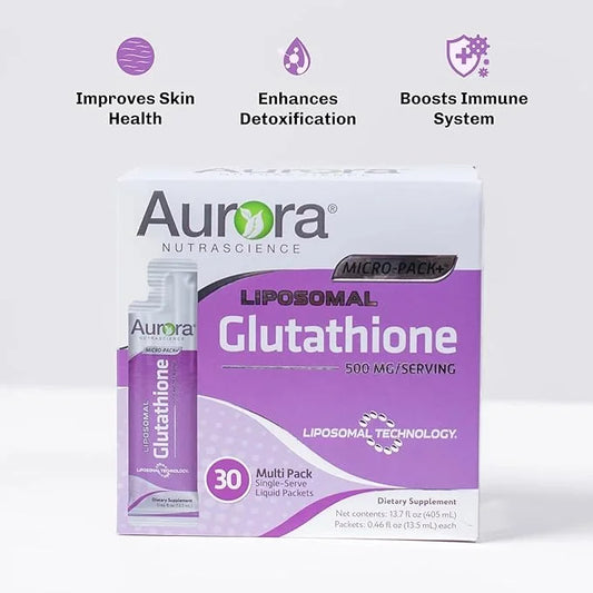 Aurora Nutrascience Micro-Liposomal Liquid Glutathione, Immune System Support, Antioxidant, 500 mg per Serving (10mL), 30 ...