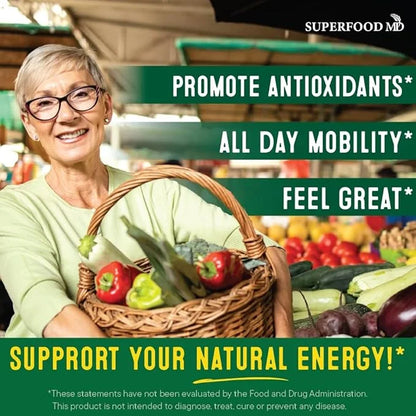 Superfood Fruit and Veggie Supplement - 360 Whole Super Fruit and Vegetable Supplements & Vitamin, Natural Energy Levels, ...