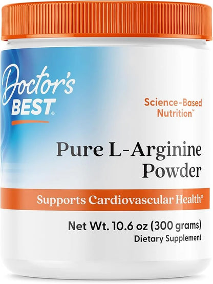 Doctors Best Pure L-Arginine Powder, Supports Cardiovascular Health, Non-GMO, Gluten Free, Soy Free, Vegan Net Wt. 10.6 oz...