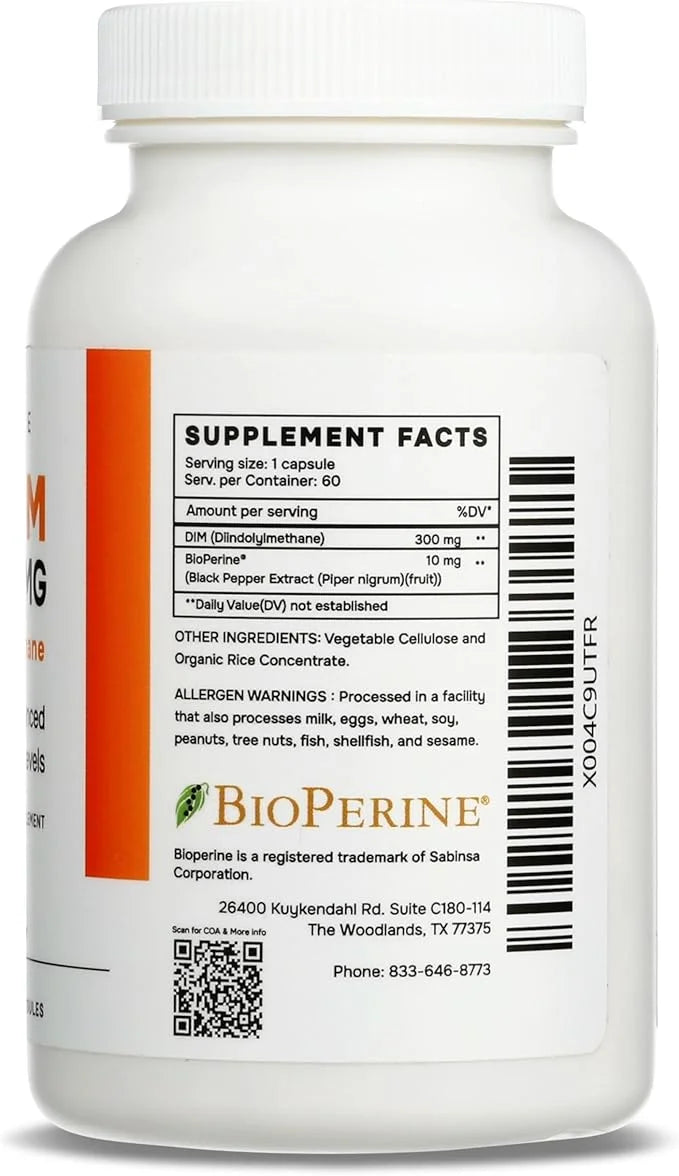 DIM Supplement 300mg | Estrogen Balance for Men and Women | Menopause, PCOS, Hormonal Acne Support & Antioxidant Support f...
