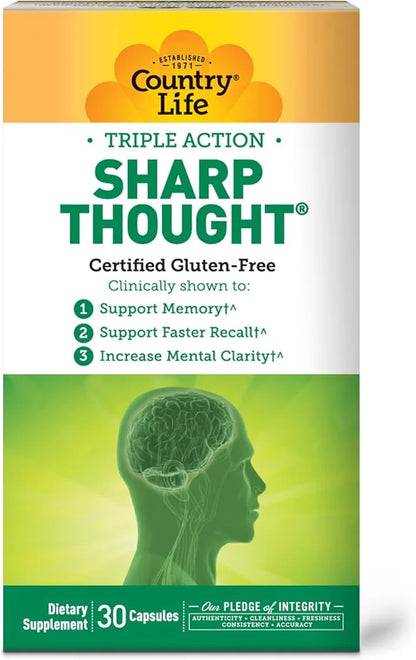 Country Life Sharp Thought 30 Capsules, Certified Gluten Free… - Product Image