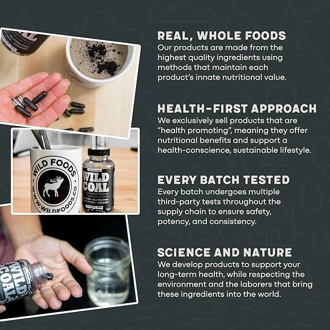 Wild Foods Activated Charcoal Capsules | 100% Organic Coconut Shells Active Tablets for Bloating Relief | Lab Tested & Non...