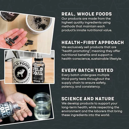Wild Foods Activated Charcoal Capsules | 100% Organic Coconut Shells Active Tablets for Bloating Relief | Lab Tested & Non...