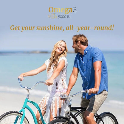 Omega 3 Fish Oil Supplement D3 5000 5000 IU 1000mg Triglyceride Omega-3 Fish 3 Blend D3 & 3-90CT