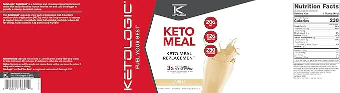 Ketologic Keto Meal Replacement Shake Powder for Optimal Results + MCT Oil + Grass-Fed Whey - Perfectly Formulated Macros ...