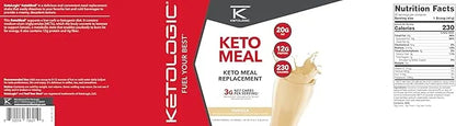 Ketologic Keto Meal Replacement Shake Powder for Optimal Results + MCT Oil + Grass-Fed Whey - Perfectly Formulated Macros ...