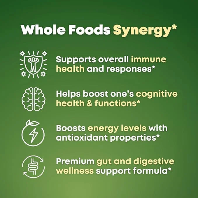 Organic Super Greens Superfood Capsules Supplement - Spirulina, Chlorella, Wheatgrass, Kale Powder, Sulforaphane, Antioxid...