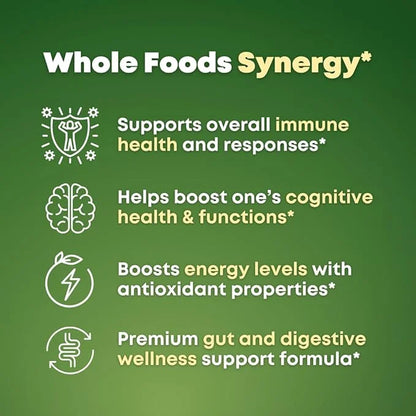 Organic Super Greens Superfood Capsules Supplement - Spirulina, Chlorella, Wheatgrass, Kale Powder, Sulforaphane, Antioxid...