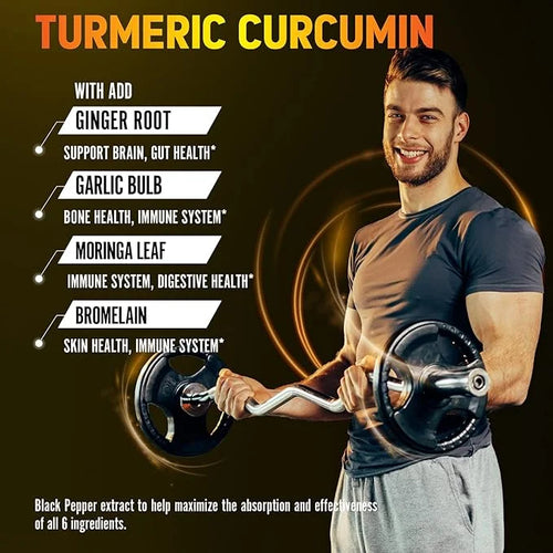6 in 1 Turmeric Curcumin + 95% Curcuminoids, 13050mg, with 60 Capsules