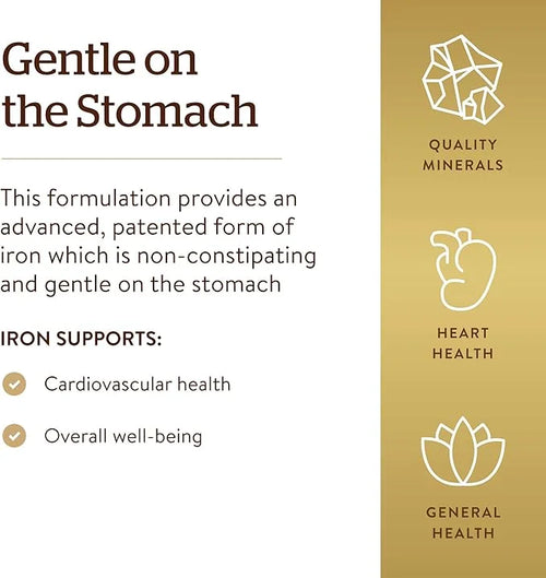 Solgar Gentle Iron - Ideal for Sensitive StomachsRed Blood Cell Supplement, , Non Constipating & GMO, Vegan, Gluten & Dair...