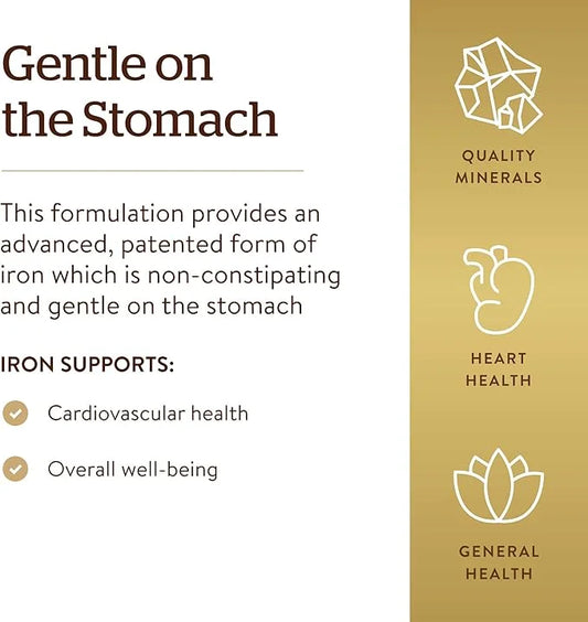 Solgar Gentle Iron - Ideal for Sensitive StomachsRed Blood Cell Supplement, , Non Constipating & GMO, Vegan, Gluten & Dair...