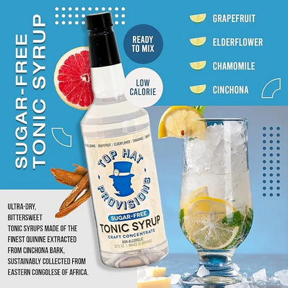 Top Hat Keto Sugar Free Tonic Syrup - 5x Diet Tonic Water Quinine Concentrate - Organic Monk Fruit - Craft Soda Mixer for ...