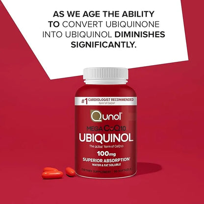 Qunol Ubiquinol CoQ10 100mg Softgels, Mega 100mg - Q10 for 4 Month 60 Count 2)