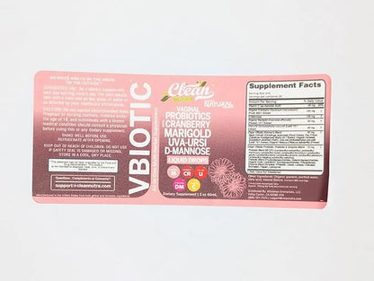 Clean Nutraceuticals VBiotic Vaginal Probiotic for Women Liquid Drops | Cranberry Uva Ursi Horsetail D-Mannose Prebiotics ...