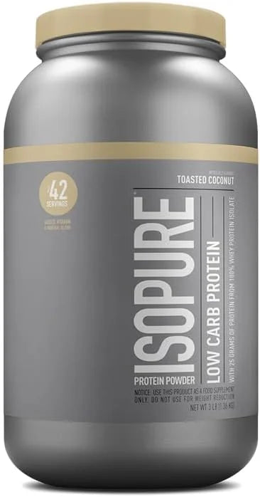 Isopure Low Carb 100% Pure Whey Isolate Protein Powder, Lactose Free, Gluten Free, With Vitamins, Toasted Coconut, 25g Pro...