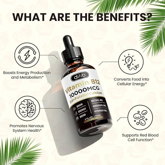 Vitamin B12 Complex 10000 mcg B-12 Drops Metabolism(2 Pack)