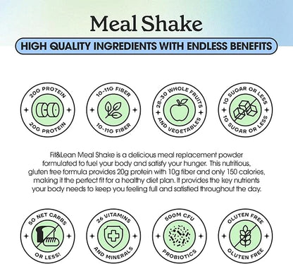 Fit & Lean Meal Shake, Fat Burning Meal Replacement, Protein, Fiber, Probiotics, Strawberry Shortcake, 0.8 lbs (365 g),10 ...