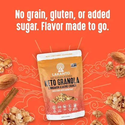 Lakanto Cinnamon Almond Crunch Granola - Delicious Snack, Quick Breakfast Cereal, Keto Friendly, Monk Fruit Sweetener, No ...