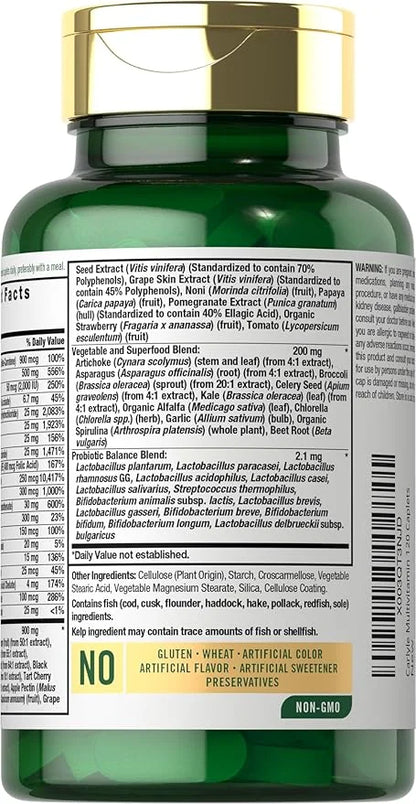 Carlyle Fruits and Veggies Supplement | 120 Count | Superfood Multivitamin with Probiotics | Made with 20 Fruits and Veget...