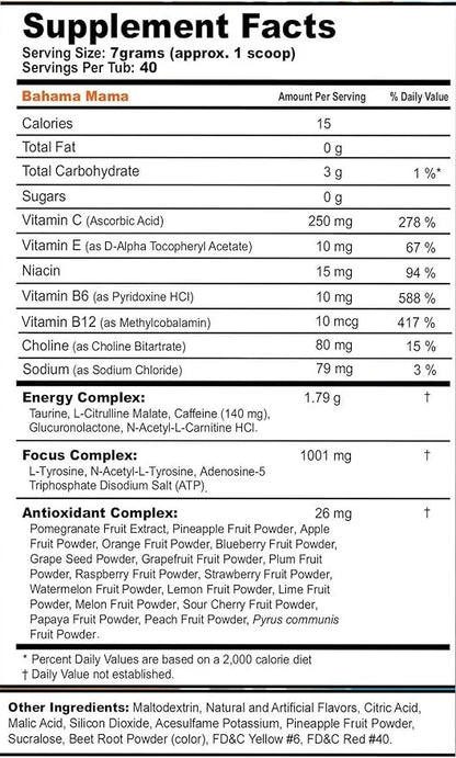 G Fuel Bahama Mama Energy Drink Powder, Pre Workout Caffeine Mix for Gaming, Sugar Free Focus Amino, Vitamin + Antioxidant...