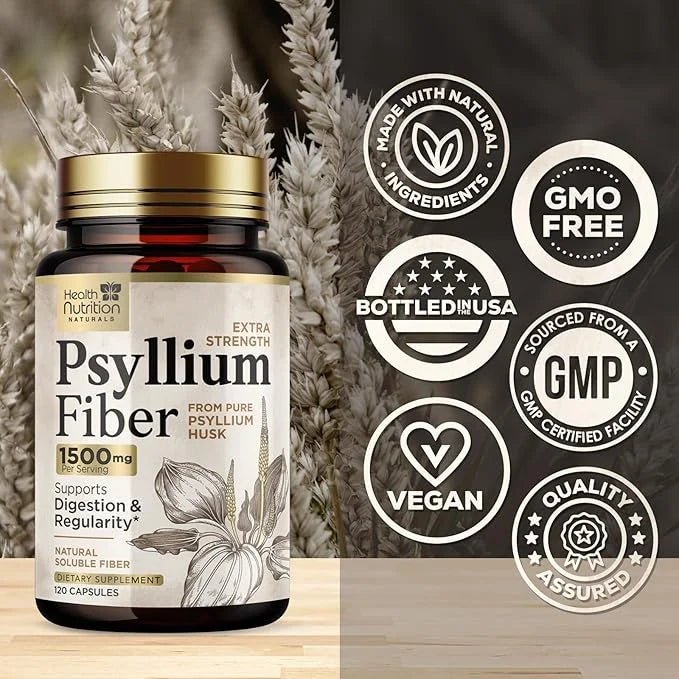 High Absorption Psyllium Husk Capsules 1500mg 120 Fiber