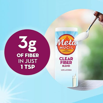 Metamucil Fiber Supplement, Unflavored Clear Mixing 75 teaspoons